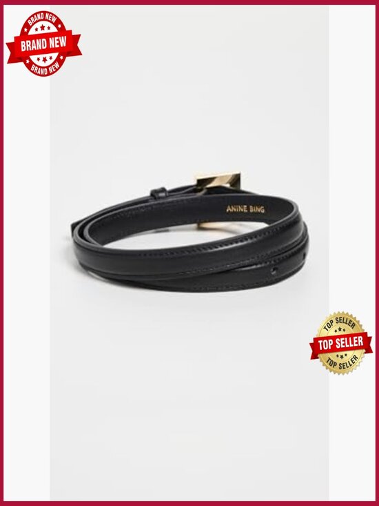 Gold-Tone Buckle Leather Fashion Belt, 0.5in Wide, Classic Style, Solid main image 4